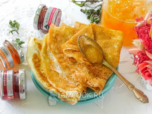 Фото блюда: Сладкие тонкие блины на молоке