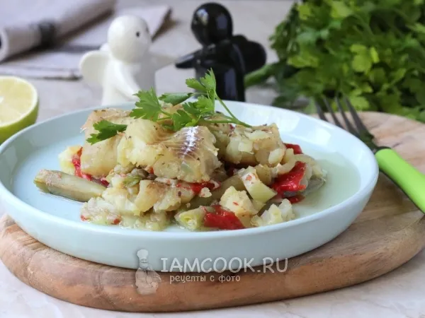 Фото блюда: Филе минтая с овощами в духовке