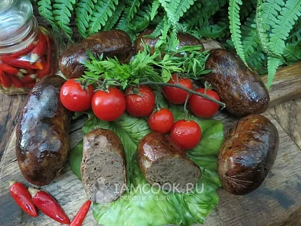 Фото блюда: Печёночные колбаски с фаршем и рисом