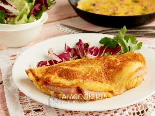 Фото блюда: Омлет с ветчиной