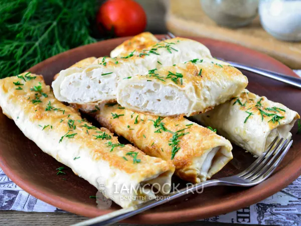 Фото готового блюда: Трубочки из лаваша с фаршем