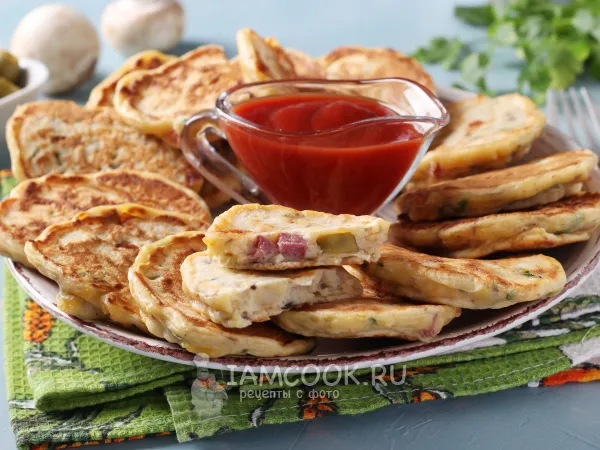 Фото блюда: Оладьи на кефире со вкусом пиццы