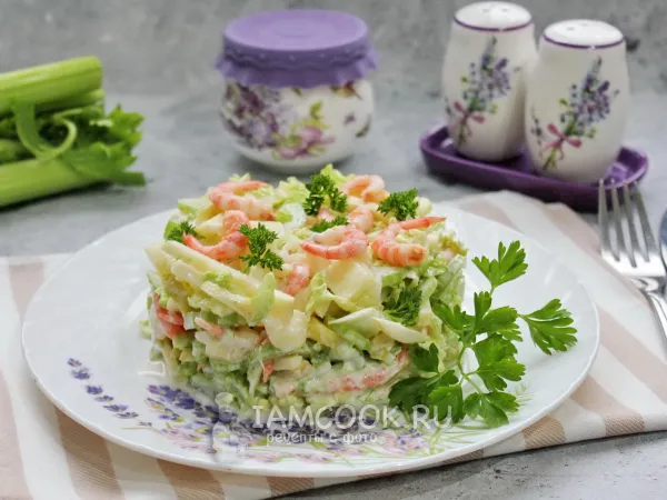 Фото блюда: Салат «Экзотика» с ананасом и креветками