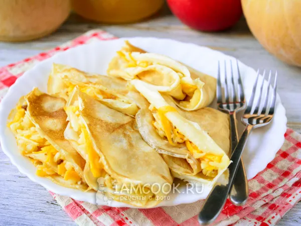 Фото блюда: Блины с тыквой и яблоками