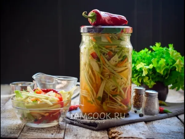 Фото блюда: Кабачки по-корейски «Пальчики оближешь»