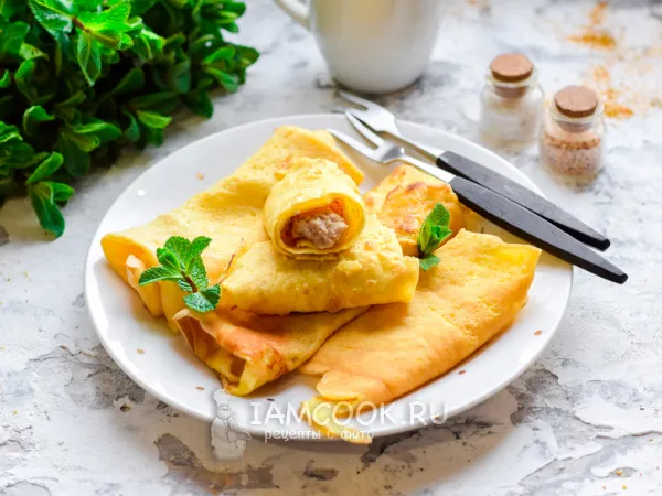 Фото готового блюда: Яичные блины с печенью трески