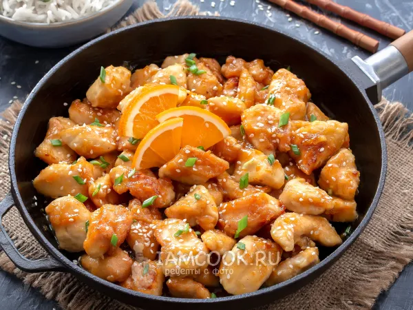 Фото готового блюда: Курица в апельсиновом соусе