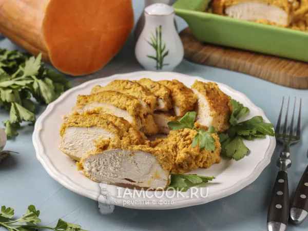 Фото готового блюда: Куриное филе в тыквенном соусе