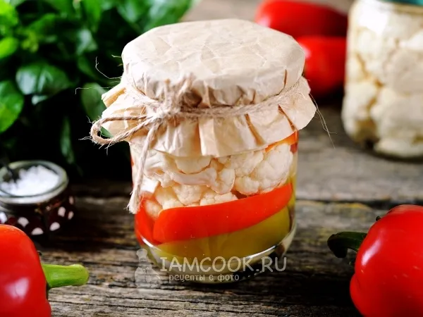 Фото блюда: Маринованная цветная капуста с перцем на зиму