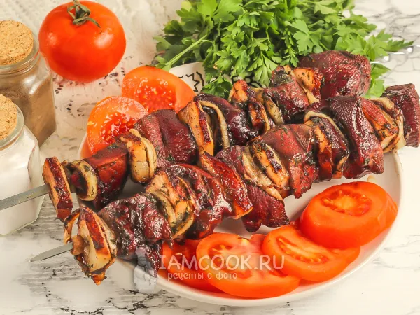 Фото готового блюда: Шашлык из свиной печени