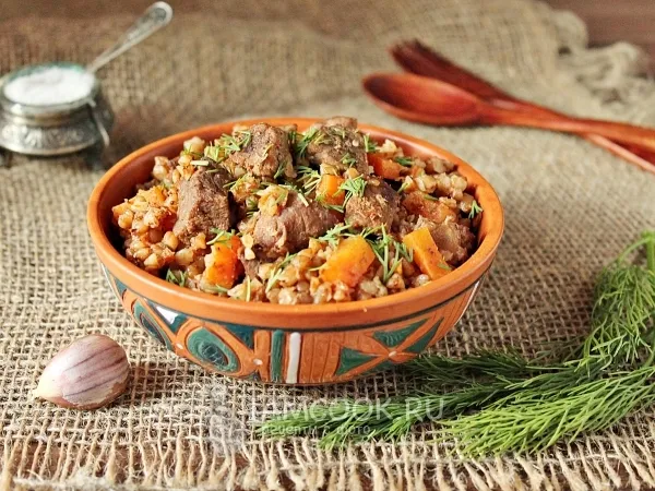 Фото блюда: Гречка с говядиной в мультиварке