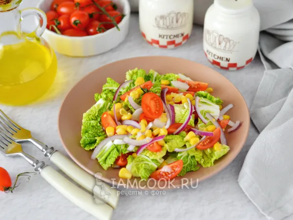 Фото блюда: Овощной салат с кукурузой