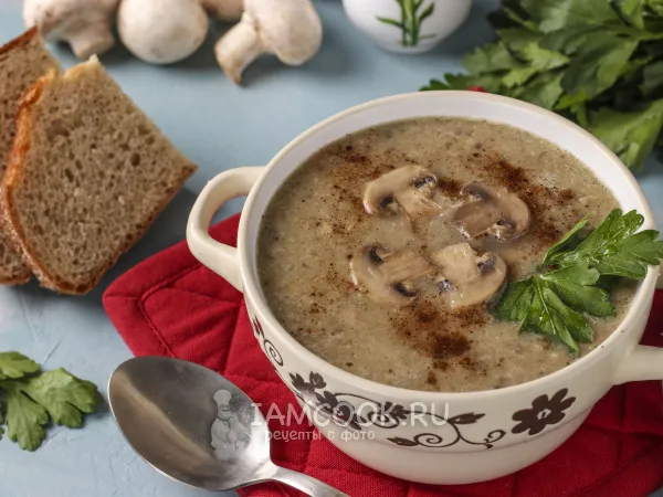 Фото блюда: Суп-пюре из чечевицы с шампиньонами