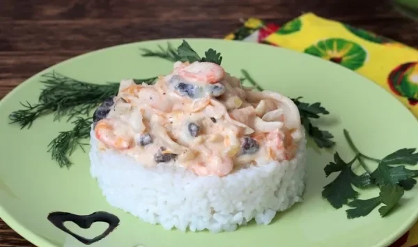 Фото блюда: Морепродукты в сливочном соусе