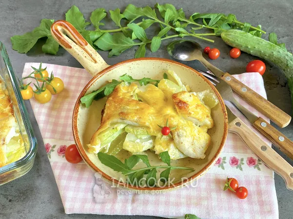 Фото блюда: Запеканка из кабачков с рыбой в духовке