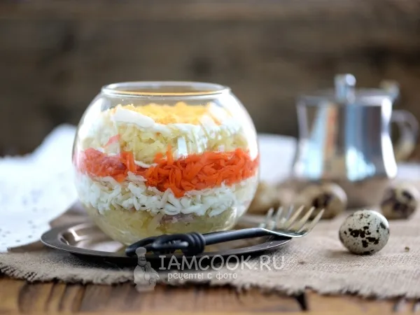 Фото блюда: Салат «Мимоза» с печенью трески