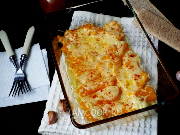 Фото блюда: Тыква запечённая с сыром и чесноком