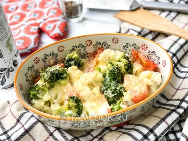 Фото блюда: Гратен с цветной капустой и брокколи