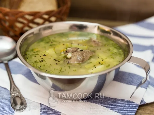 Фото готового блюда: Рассольник с перловкой и солеными огурцами на баранине