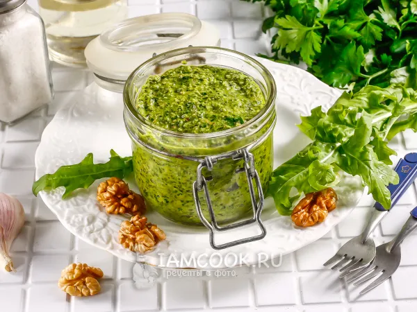 Фото блюда: Соус песто из рукколы и грецкого ореха