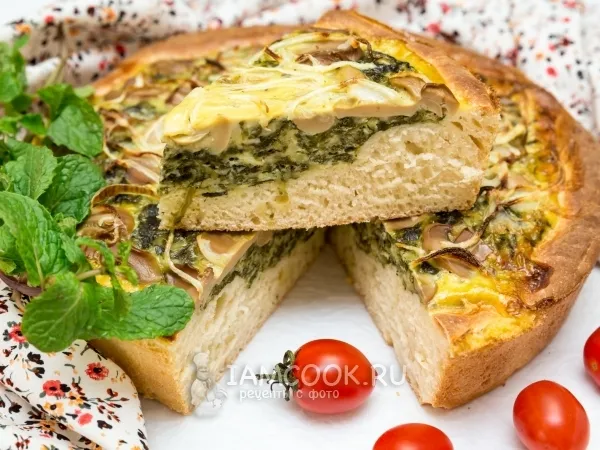 Фото готового блюда: Пирог с грибами и шпинатом