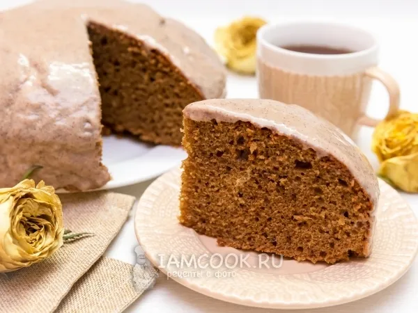 Фото блюда: Кофейный пирог с корично-сметанным соусом