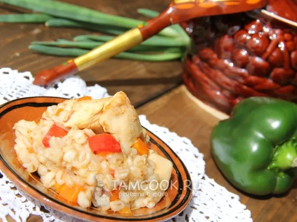Фото блюда: Перловая каша с курицей и овощами