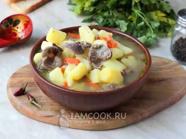 Фото блюда: Картошка с куриными желудочками в мультиварке