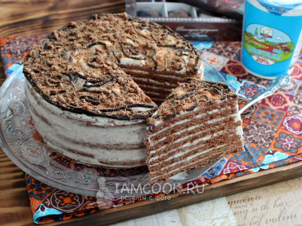 Фото блюда: Шоколадный медовик со сметанным кремом