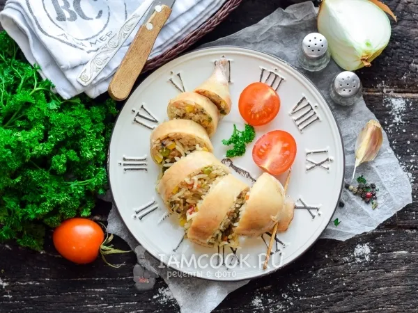 Фото блюда: Кальмары, фаршированные рисом и грибами