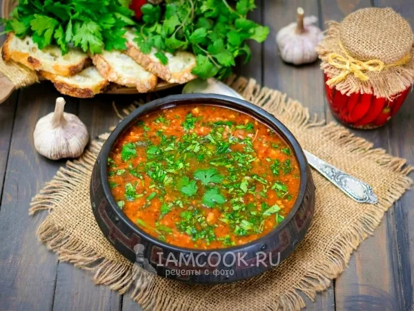 Фото блюда: Суп «Харчо» с курицей и рисом