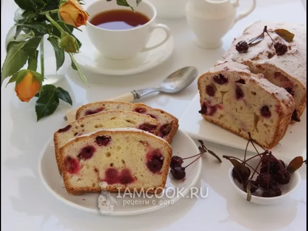 Фото блюда: Творожный кекс с вишней