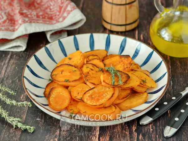 Фото готового блюда: Жареный батат на сковороде