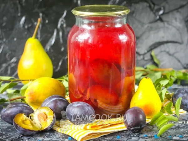 Фото блюда: Компот из груш и слив на зиму