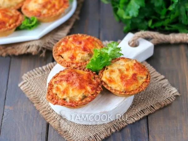 Фото блюда: Жульен в тарталетках с грибами и сыром