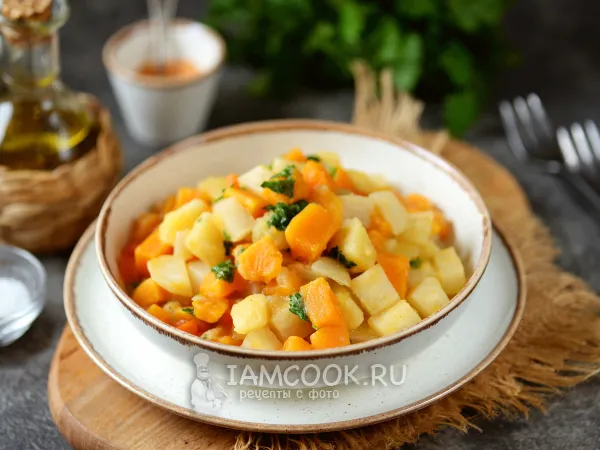 Фото блюда: Овощное рагу с репой и тыквой