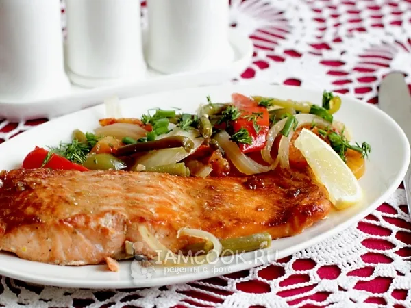 Фото блюда: Форель запеченная с овощами