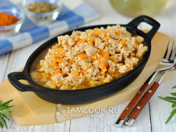 Фото блюда: Тушеный фарш на сковороде