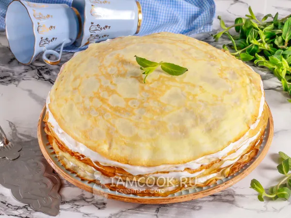 Фото блюда: Блинный торт с белковым кремом