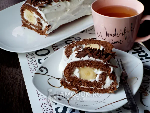 Фото блюда: Шоколадный рулет с бананом