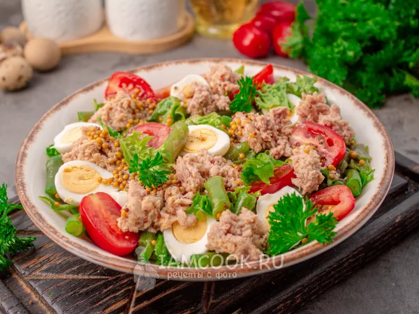Фото готового блюда: Салат с тунцом и стручковой фасолью