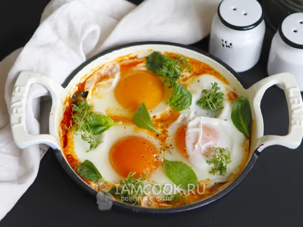 Фото блюда: Яичница со шпинатом и помидорами