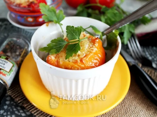 Фото готового блюда: Фаршированные перцы с сыром в духовке