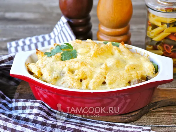 Фото блюда: Запеканка из макарон с грибами
