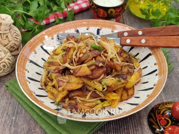 Фото готового блюда: Грибы эноки с картошкой