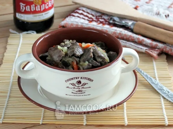 Фото готового блюда: Куриные сердечки в пиве