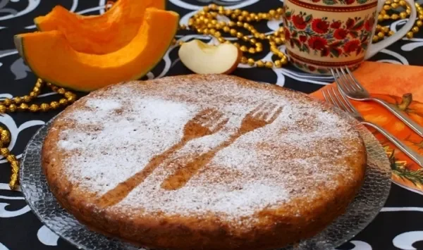 Фото блюда: Пирог с яблоками и тыквой