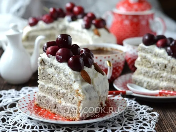 Фото блюда: Маковый торт с творожным кремом