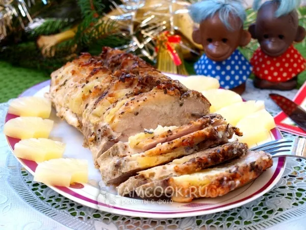 Фото готового блюда: Буженина с бананами и ананасами