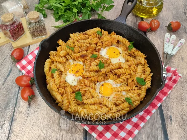 Фото блюда: Яичница с макаронами
